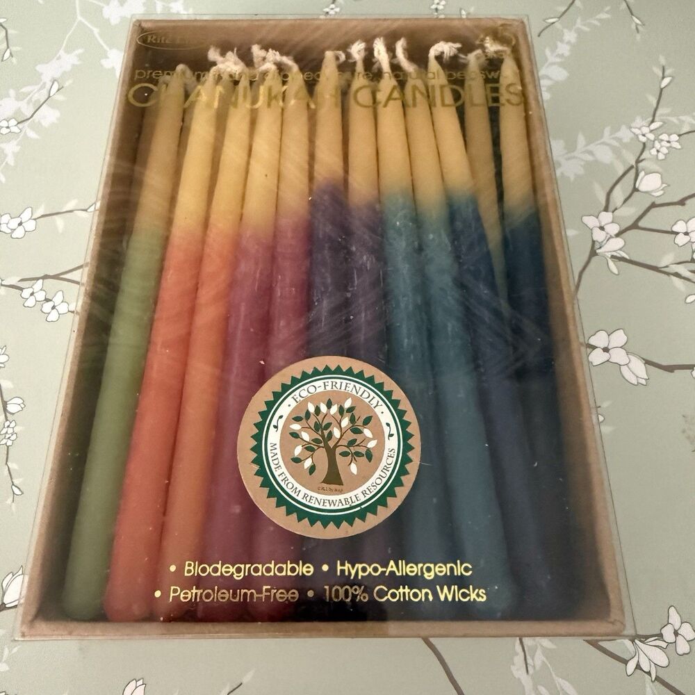 Rite Lite 45 Premium Hand Dipped Pure Natural Beeswax Chanukah Hanukkah Candles